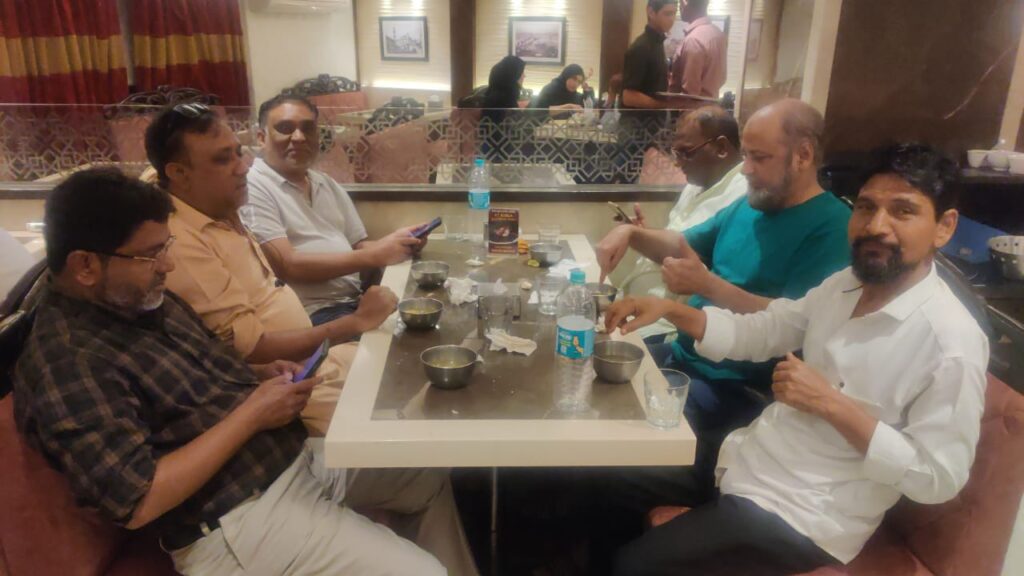 S G Haque dining at Shalimar Restaurant in Mumbai