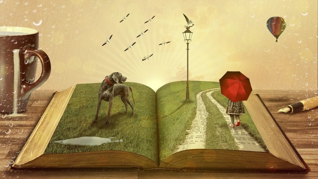 book, dog, fairy tales, travel books